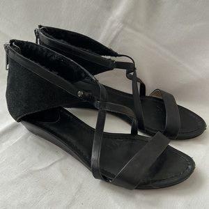 Leather and Suede wedge sandals
